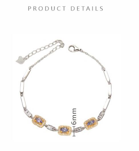 S925 Sterling Silver Natural Garnet Topaz Diopside Amethyst and Colorful Gemstone Bracelet